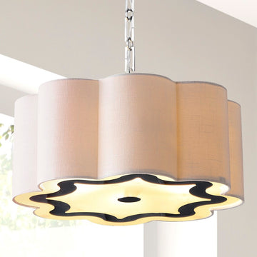 Coquille 20" Adjustable Scalloped Shade Metal LED Pendant - JONATHAN Y